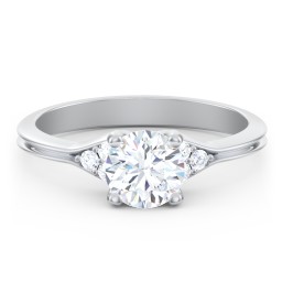 Diamond Engagement Ring with Cluster Side Accents