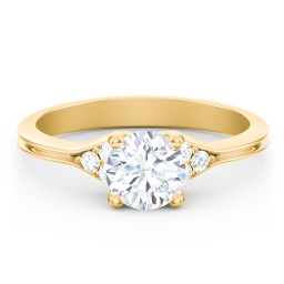 Diamond Engagement Ring with Cluster Side Accents in 9K Solid Yellow Gold