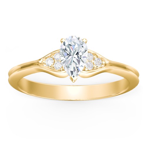 Diamond Engagement Ring with Cluster Side Accents