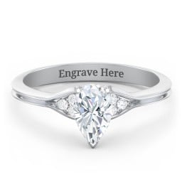 Diamond Engagement Ring with Cluster Side Accents