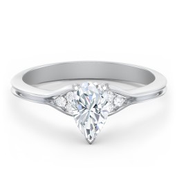 Diamond Engagement Ring with Cluster Side Accents