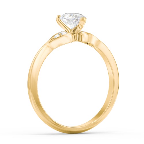 Diamond Engagement Ring with Cluster Side Accents – 9kt Yellow Gold with Diamond