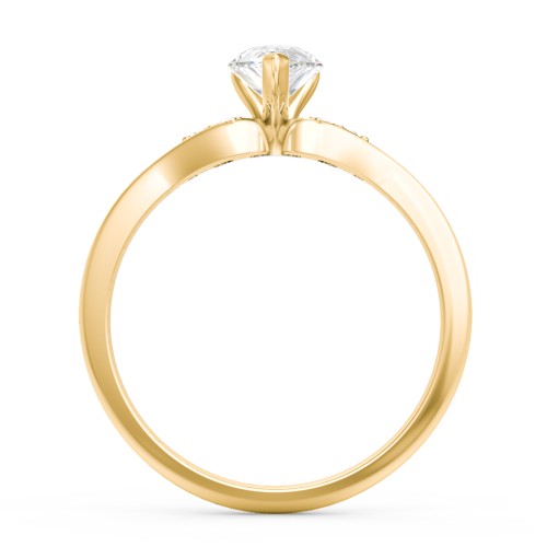 Diamond Engagement Ring with Cluster Side Accents – 9kt Yellow Gold with Diamond