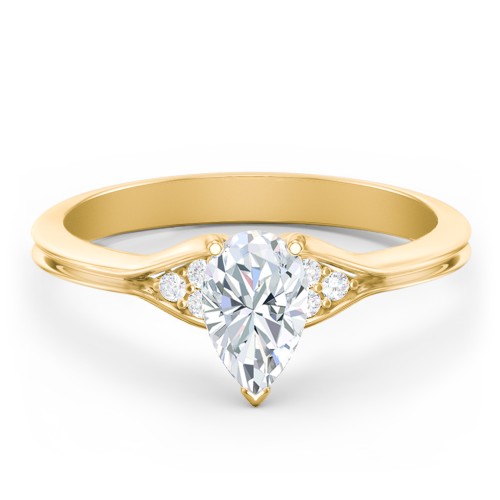 Diamond Engagement Ring with Cluster Side Accents – 9kt Yellow Gold with Diamond