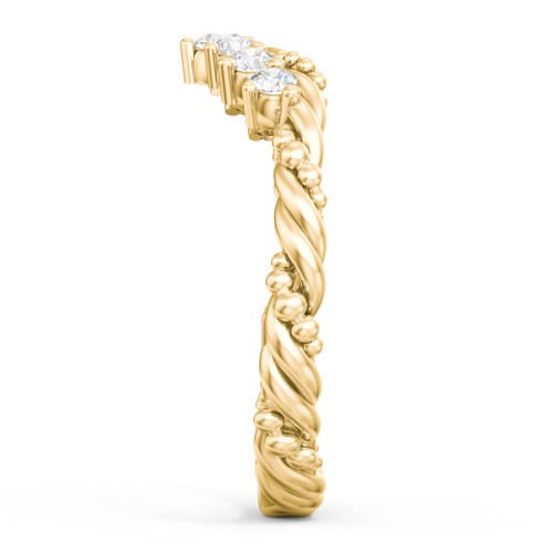 Vintage Beaded Twisted Rope Curved Band with Diamonds – 9kt Yellow Gold with Lab Diamond