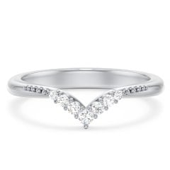 Vintage Beaded V-Shaped Band With Graduated Diamonds