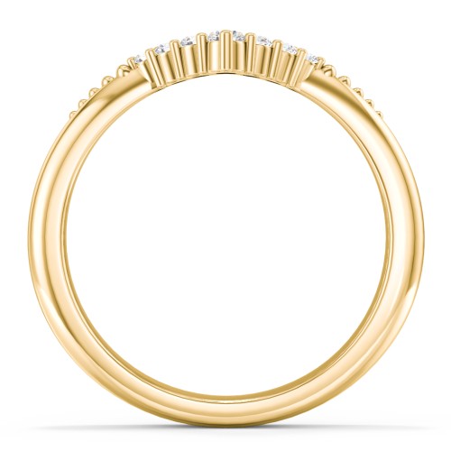 Vintage Beaded V-Shaped Band With Graduated Diamonds – 9kt Yellow Gold with Lab Diamond