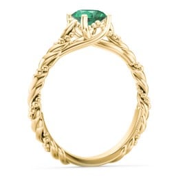 Vintage Solitaire Engagement Ring with Beaded Twisted Rope Band