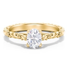 Vintage Solitaire Engagement Ring with Beaded Twisted Rope Band