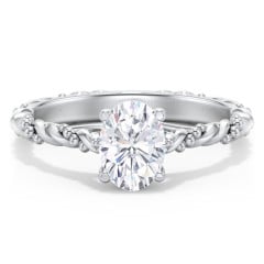 Vintage Solitaire Engagement Ring with Beaded Twisted Rope Band