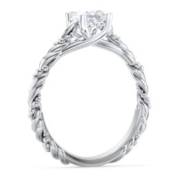 Vintage Solitaire Engagement Ring with Beaded Twisted Rope Band