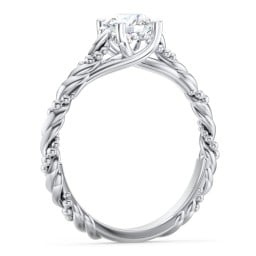 Vintage Solitaire Engagement Ring with Beaded Twisted Rope Band