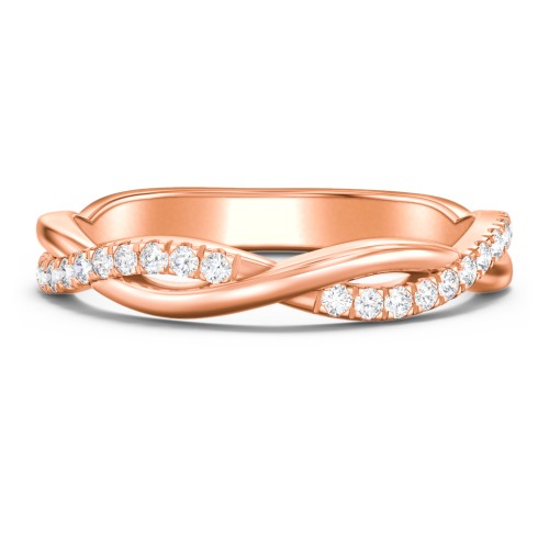 Twisted Infinity Band with Accents – 9kt Rose Gold with Lab Diamond