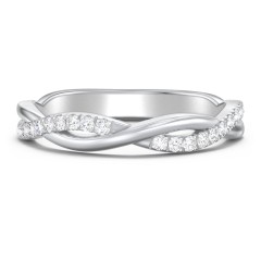 Twisted Infinity Band with Accents – 14K White Gold with Lab Diamond