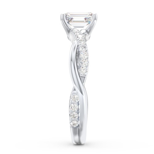 Twisted Infinity Engagement Ring with Side Stones – 14K White Gold with Lab Diamond