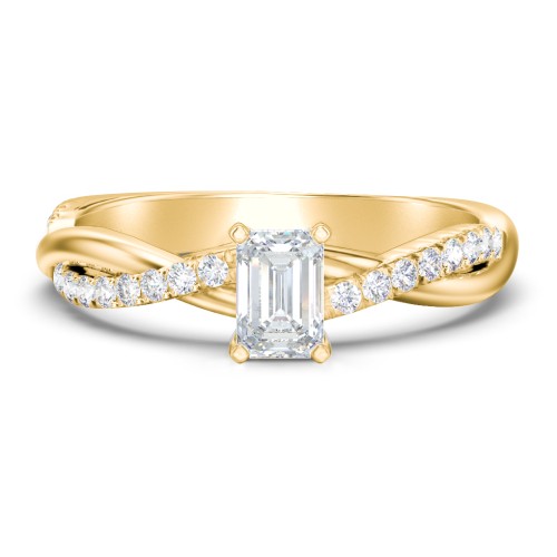 Twisted Infinity Engagement Ring with Side Stones – 9kt Yellow Gold with Lab Diamond