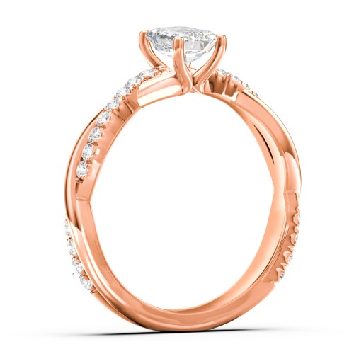 Twisted Infinity Engagement Ring with Side Stones – 9kt Rose Gold with Lab Diamond