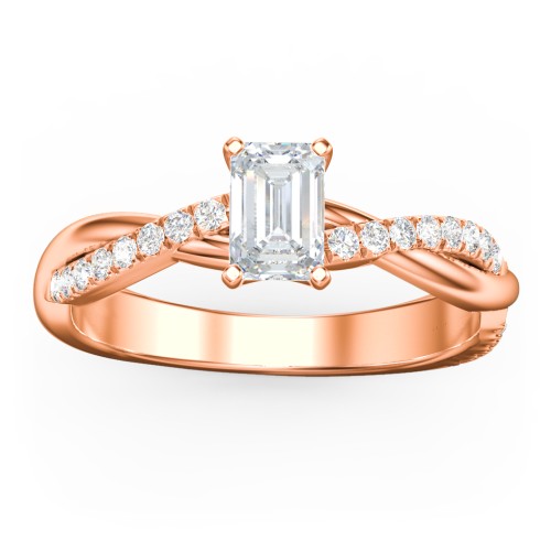Twisted Infinity Engagement Ring with Side Stones – 9kt Rose Gold with Lab Diamond