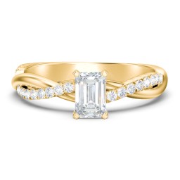 Twisted Infinity Engagement Ring with Side Stones in 9K Solid Yellow Gold