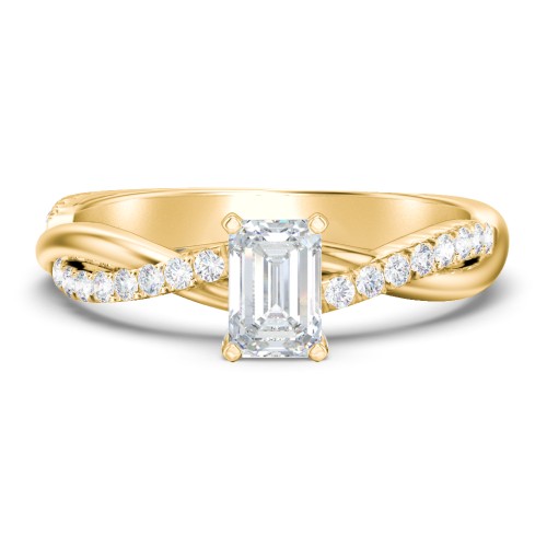 Twisted Infinity Engagement Ring with Side Stones – 9kt Yellow Gold with Lab Diamond