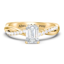 Twisted Infinity Engagement Ring with Side Stones in 9K Solid Yellow Gold with 04LABDIAM-EM-1.00-SI1-F-G and Lab Diamond