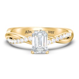 Twisted Infinity Engagement Ring with Side Stones in 9K Solid Yellow Gold with 04LABDIAM-EM-1.00-SI1-F-G and Lab Diamond