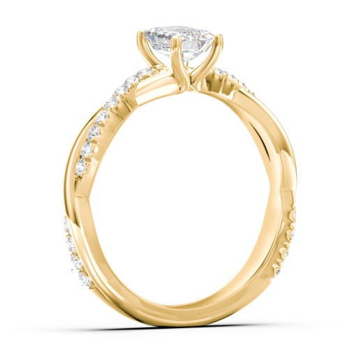 Twisted Infinity Engagement Ring with Side Stones – 9kt Yellow Gold with Lab Diamond