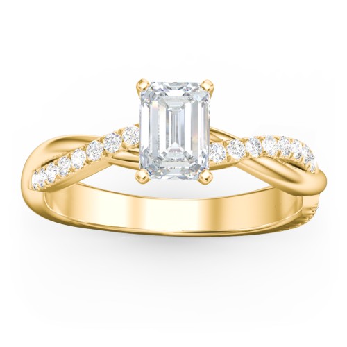 Twisted Infinity Engagement Ring with Side Stones – 9kt Yellow Gold with Lab Diamond