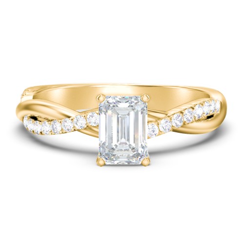 Twisted Infinity Engagement Ring with Side Stones – 9kt Yellow Gold with Lab Diamond