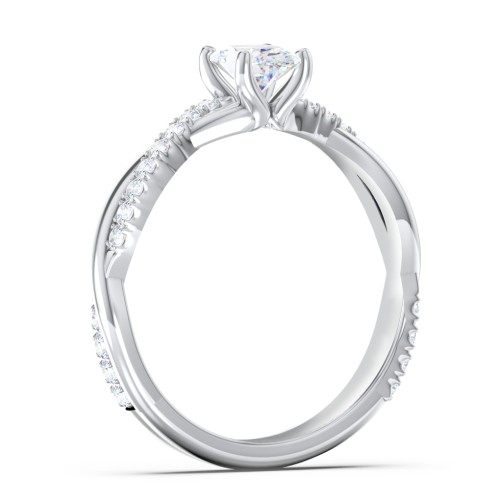 Twisted Infinity Engagement Ring with Side Stones – 14K White Gold with Lab Diamond