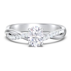 Twisted Infinity Engagement Ring with Side Stones – 14K White Gold with Lab Diamond