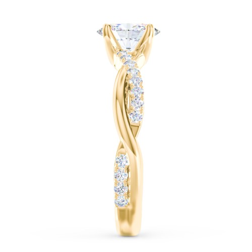 Twisted Infinity Engagement Ring with Side Stones – 9kt Yellow Gold with Lab Diamond