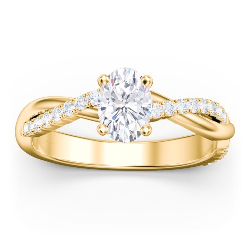 Twisted Infinity Engagement Ring with Side Stones – 9kt Yellow Gold with Lab Diamond