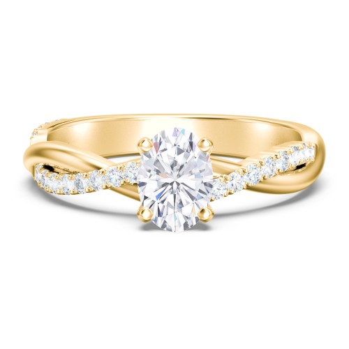 Twisted Infinity Engagement Ring with Side Stones – 9kt Yellow Gold with Lab Diamond