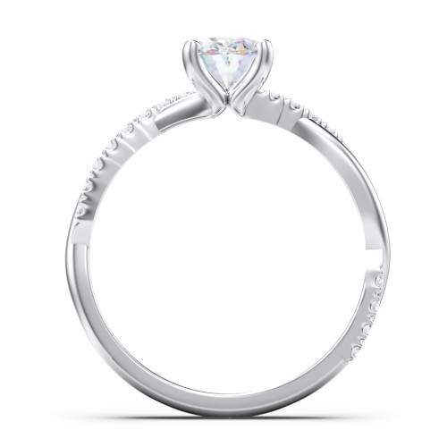 Twisted Infinity Engagement Ring with Side Stones – 14K White Gold with Lab Diamond