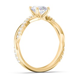 Twisted Infinity Engagement Ring with Side Stones in 9K Solid Yellow Gold