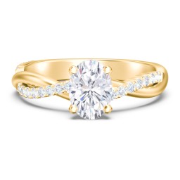 Twisted Infinity Engagement Ring with Side Stones in 9K Solid Yellow Gold