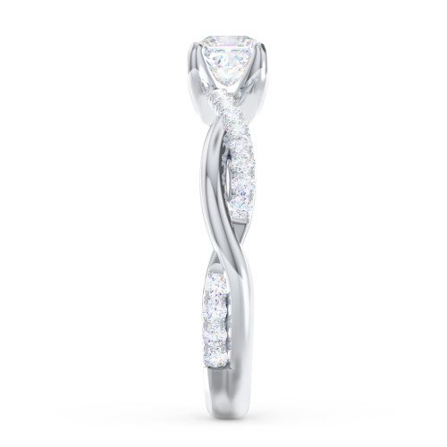 Twisted Infinity Engagement Ring with Side Stones – 14K White Gold with Lab Diamond