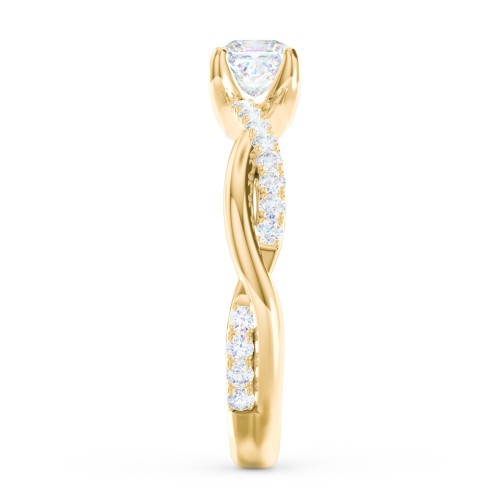 Twisted Infinity Engagement Ring with Side Stones – 9kt Yellow Gold with Lab Diamond