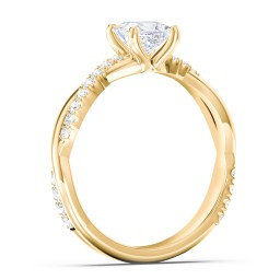 Twisted Infinity Engagement Ring with Side Stones in 9K Solid Yellow Gold