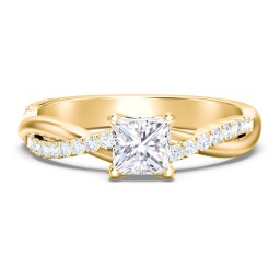 Twisted Infinity Engagement Ring with Side Stones in 9K Solid Yellow Gold