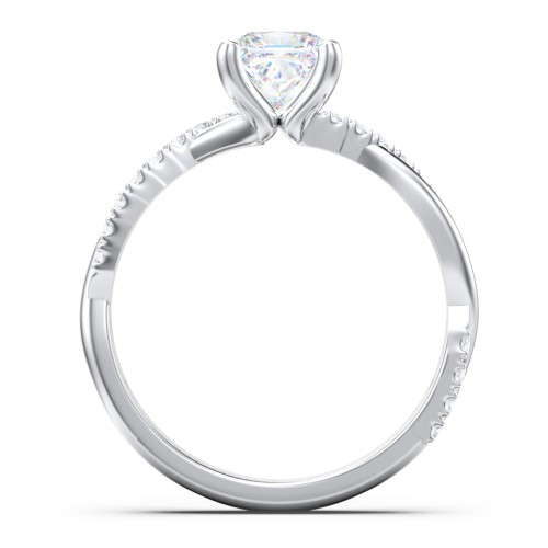 Twisted Infinity Engagement Ring with Side Stones – 14K White Gold with Lab Diamond
