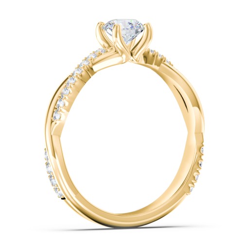 Twisted Infinity Engagement Ring with Side Stones – 9kt Yellow Gold with Lab Diamond