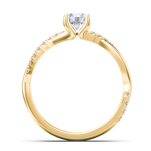 Twisted Infinity Engagement Ring with Side Stones – 9kt Yellow Gold with Lab Diamond