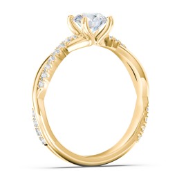 Twisted Infinity Engagement Ring with Side Stones in 9K Solid Yellow Gold