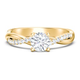 Twisted Infinity Engagement Ring with Side Stones in 9K Solid Yellow Gold