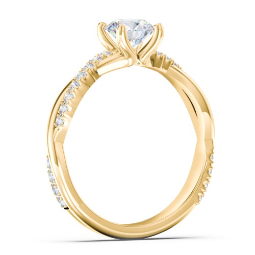 Twisted Infinity Engagement Ring with Side Stones – 9kt Yellow Gold with Lab Diamond