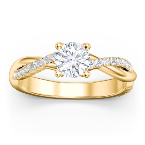 Twisted Infinity Engagement Ring with Side Stones – 9kt Yellow Gold with Lab Diamond