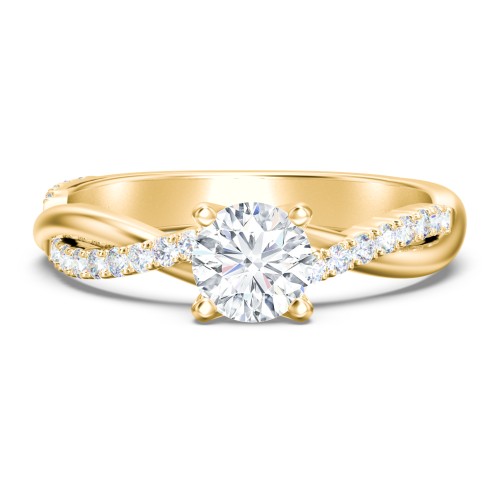 Twisted Infinity Engagement Ring with Side Stones – 9kt Yellow Gold with Lab Diamond