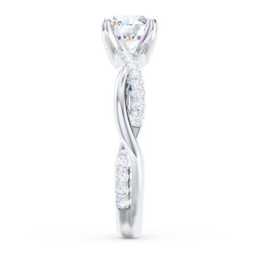 Twisted Infinity Engagement Ring with Side Stones – 14K White Gold with Lab Diamond
